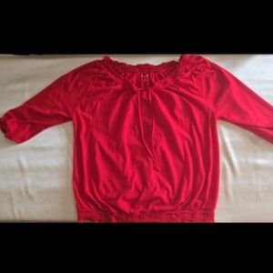 Lane Bryant Plus Red Embroidered Blouse Peasant Style 18/20 (2x)